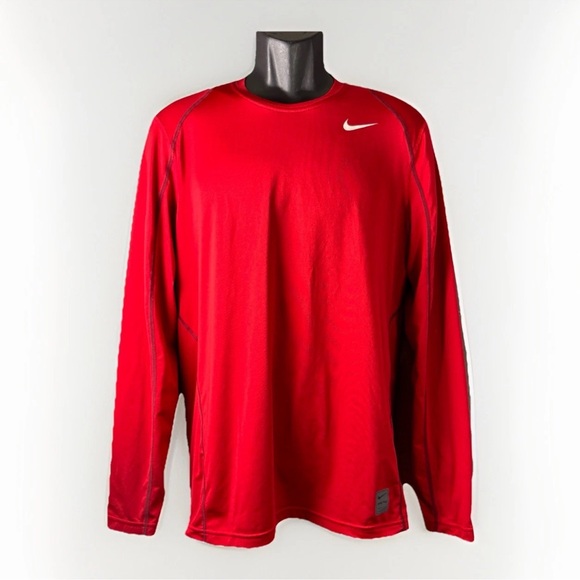 Nike Pro Fitted Dri-Fit Red Football Workout Shirt Men’s Size Medium - Picture 1 of 8